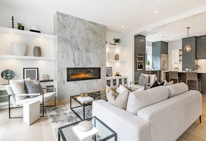 Luxury living room typical of Westlake, West Austin